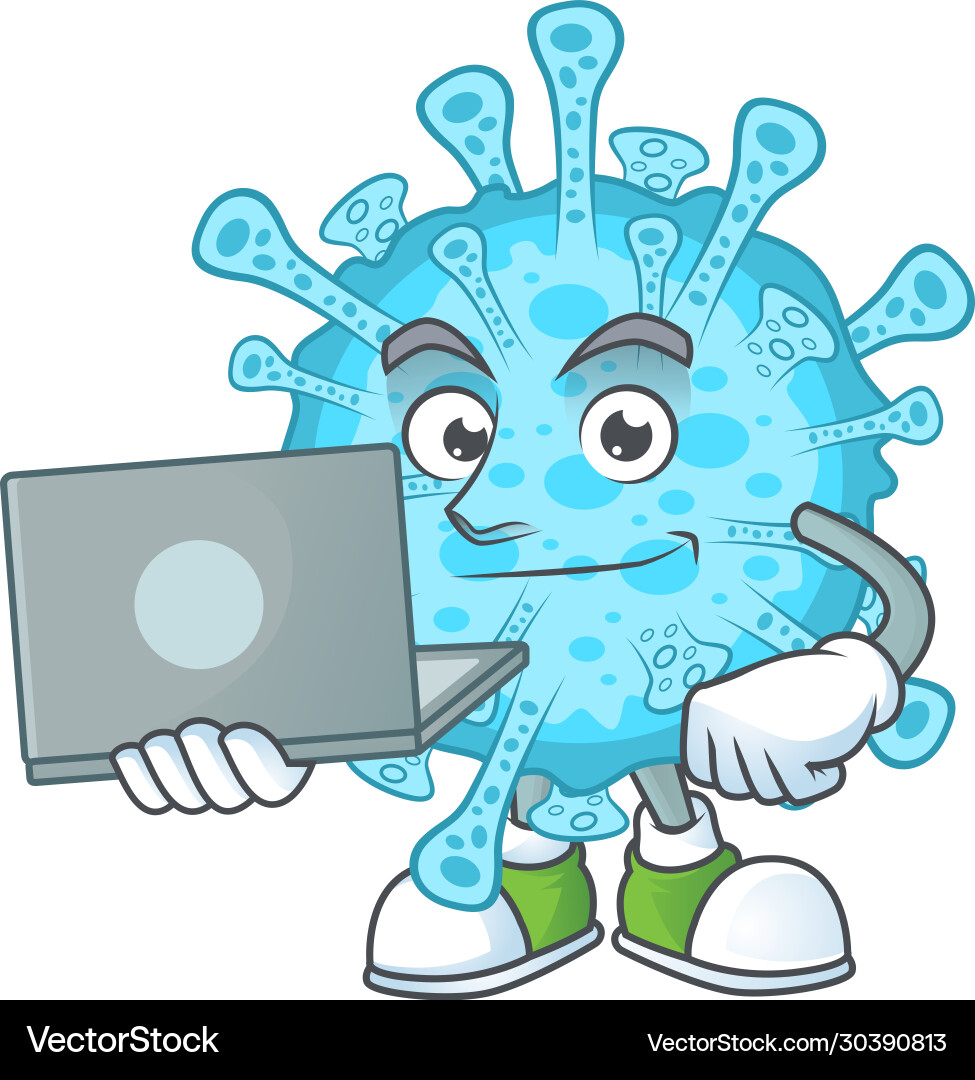 Smart Student Fieber Coronavirus mit einem Laptop Smart Student Fieber Coronavirus mit einem Laptop vektorbild