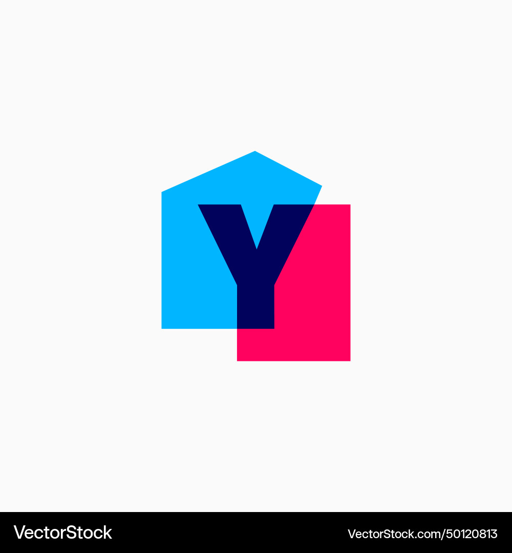 Y letter house overlapping color monogram home Vector Image