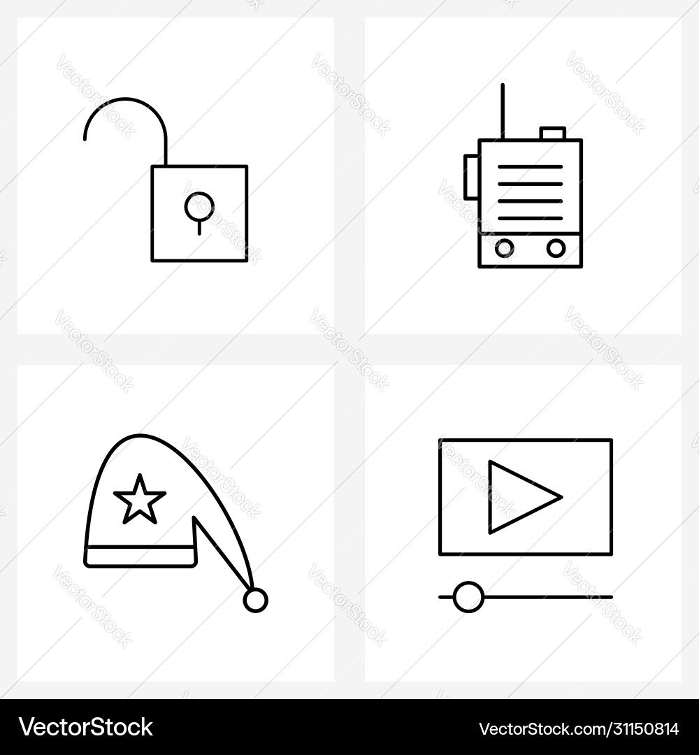 4 universal line icons for web and mobile protect Vector Image