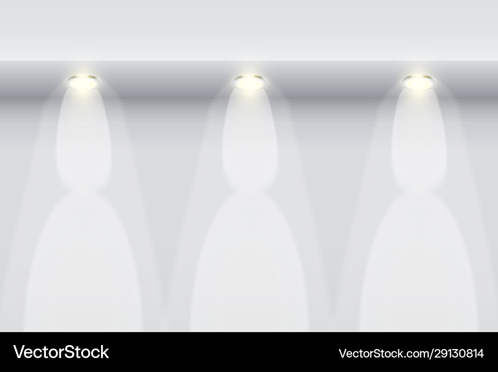 Border on white wall with spotlights Border on white wall with spotlights vector image