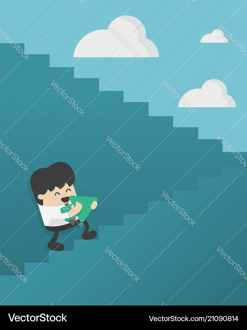 Business concept cartoon businessman walking up Business concept cartoon businessman walking up vector image