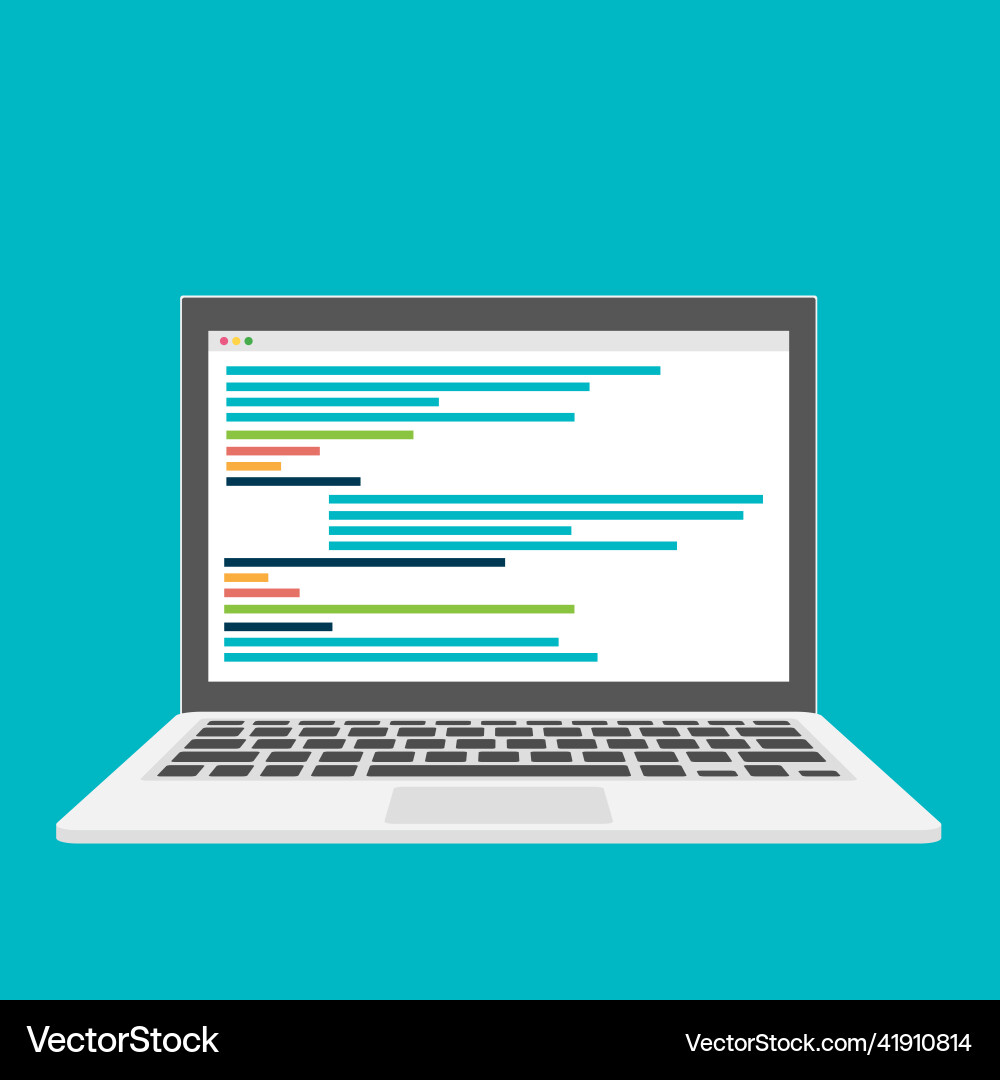 Coding on the laptop concept flat design Coding on the laptop concept flat design vector image