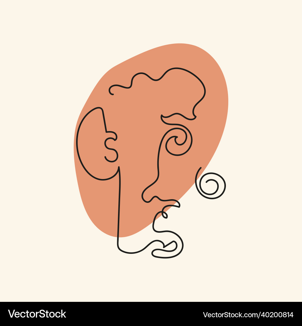 Curly head with bunch abstract shape line Curly head with bunch abstract shape line Vector Image