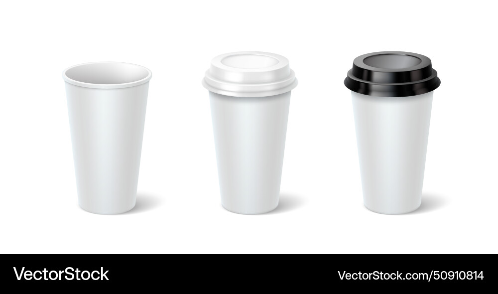 Disposal cups with copy space 3d realistic set Disposal cups with copy space 3d realistic set vector image