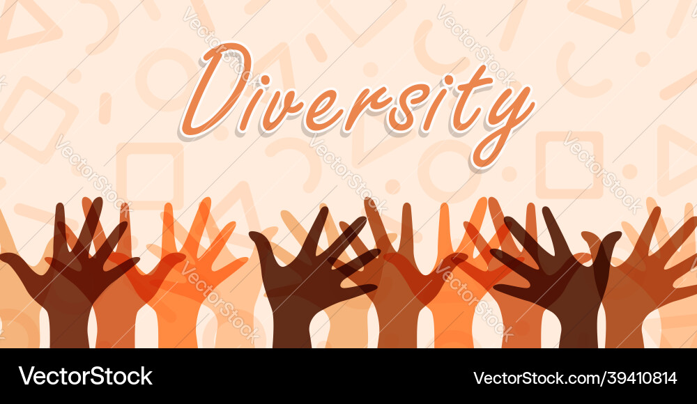 Diverse Hands Raised - Unity & Support Vector Image