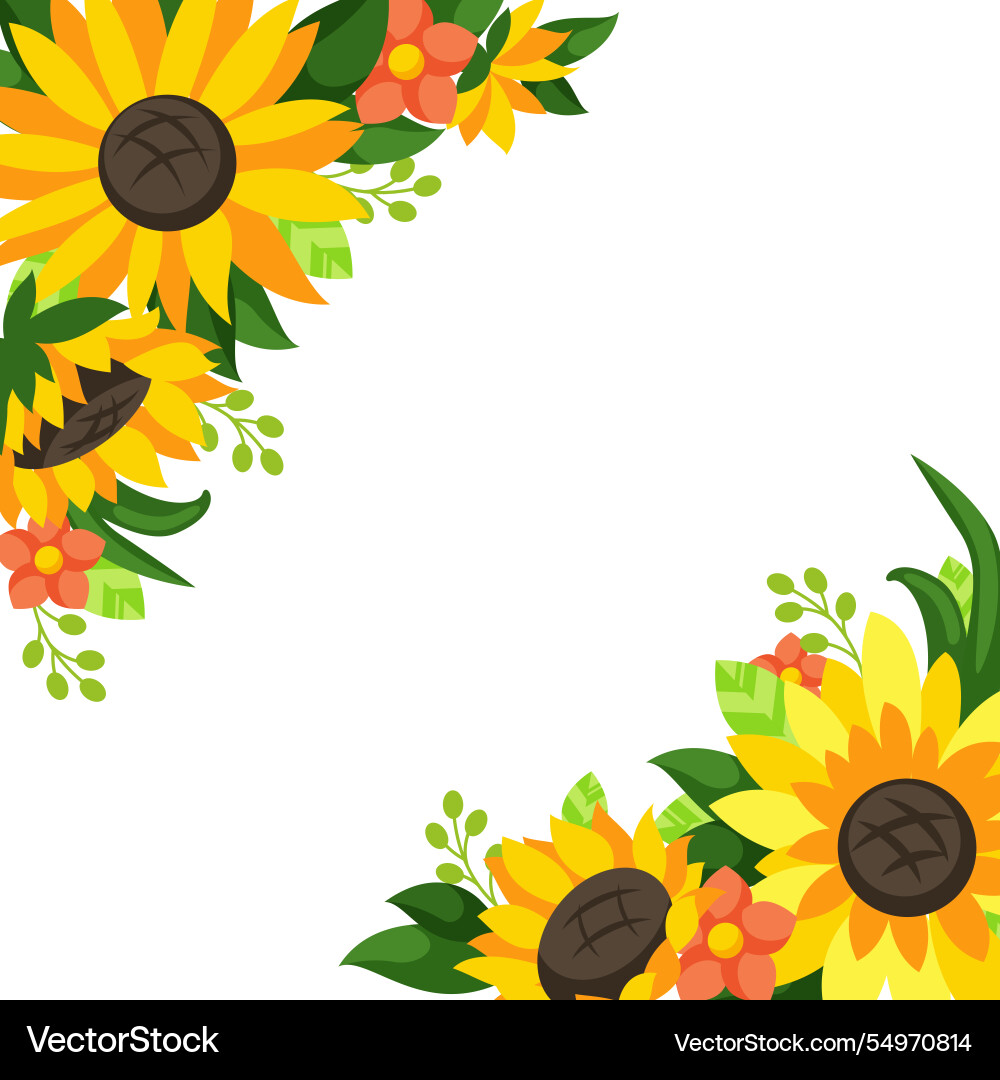 Flat design sunflower border with empty space Vector Image