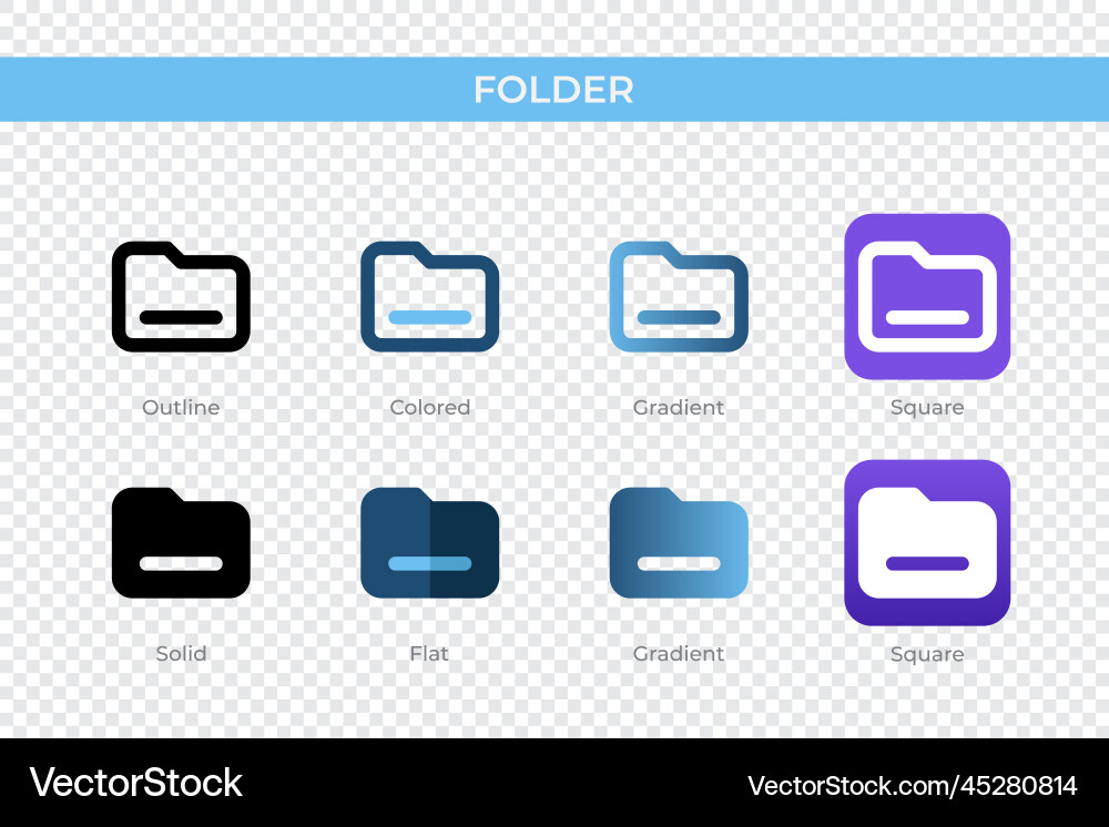 Folder icon in different style icons Folder icon in different style icons vector image