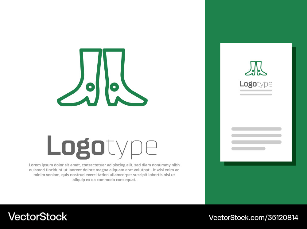 Grüne Linie ukrainische nationale Schuhe Symbol Grüne Linie ukrainische nationale Schuhe Symbol vektorbild
