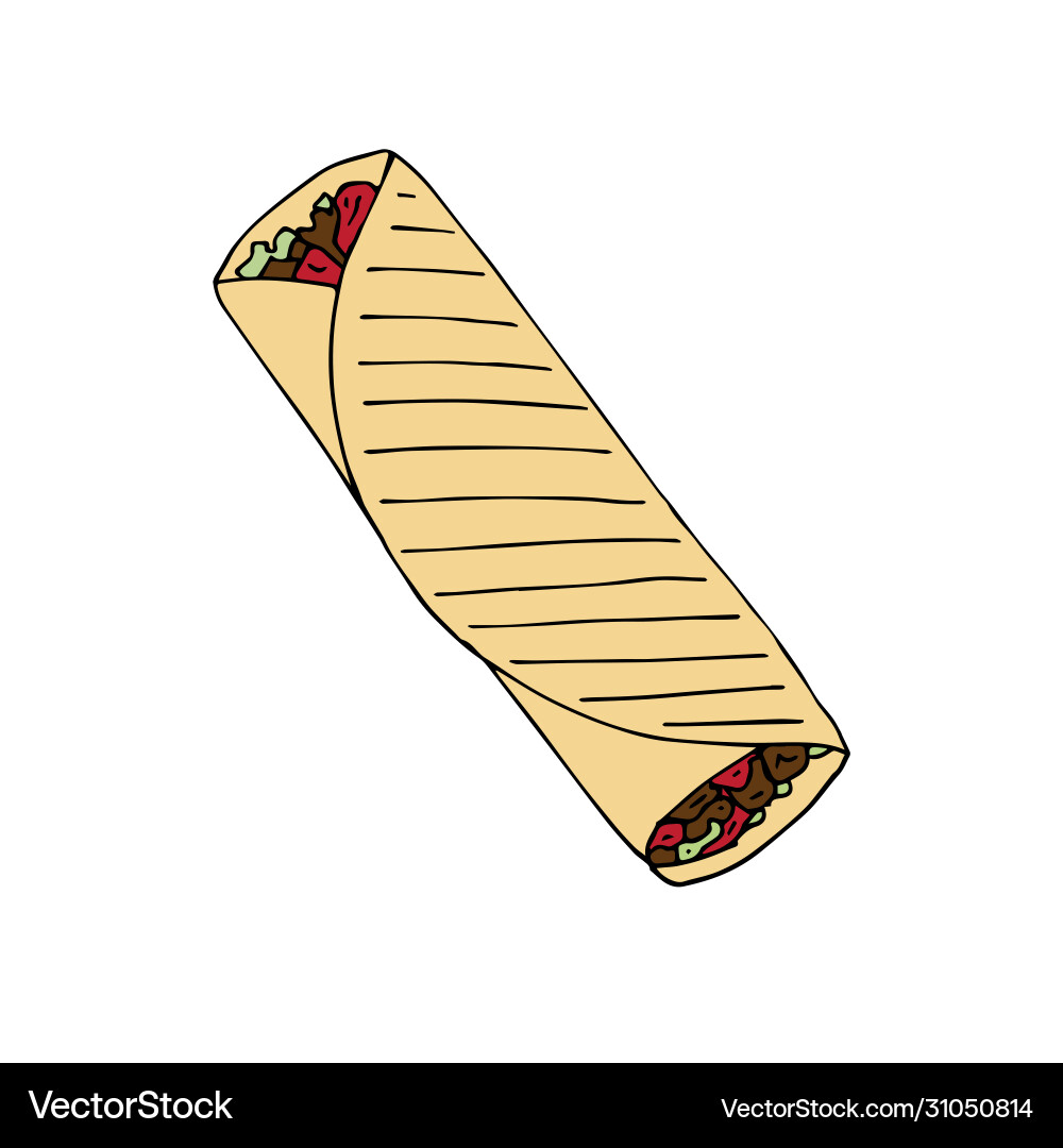 Hand drawn doodle sketch shawarma Hand drawn doodle sketch shawarma vector image