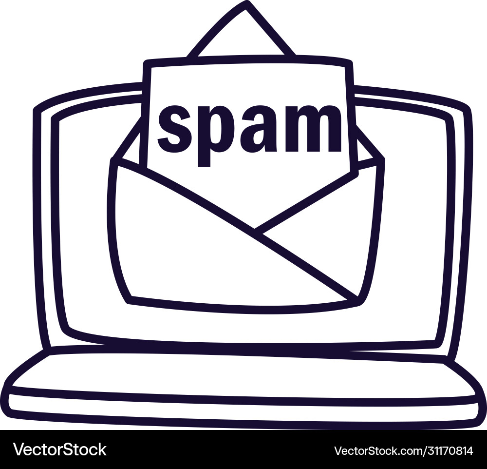 Laptop with spam envelope line style icon Vector Image