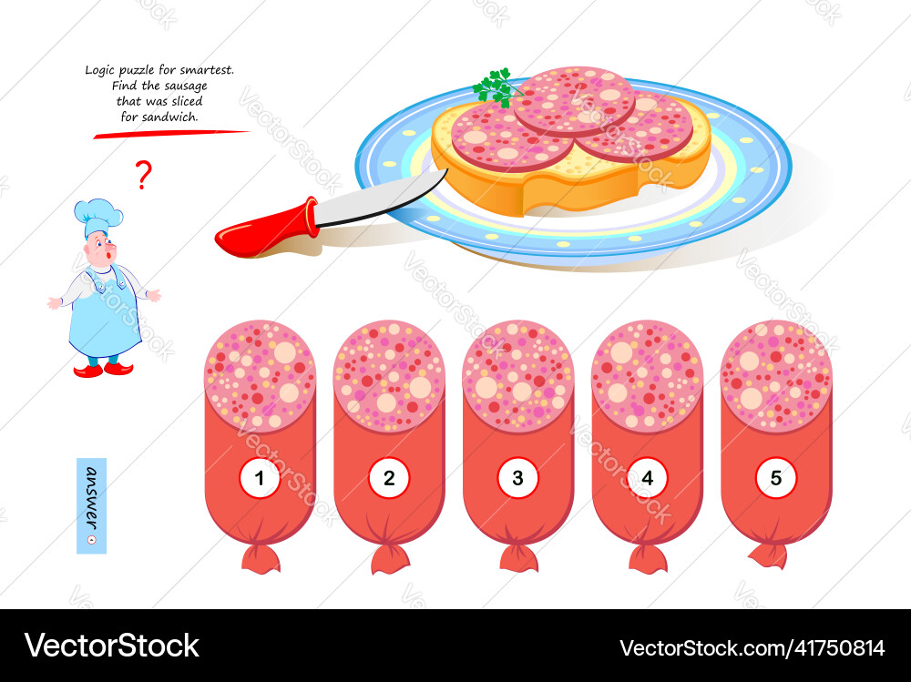 Logic game for smartest find the sausage Vector Image