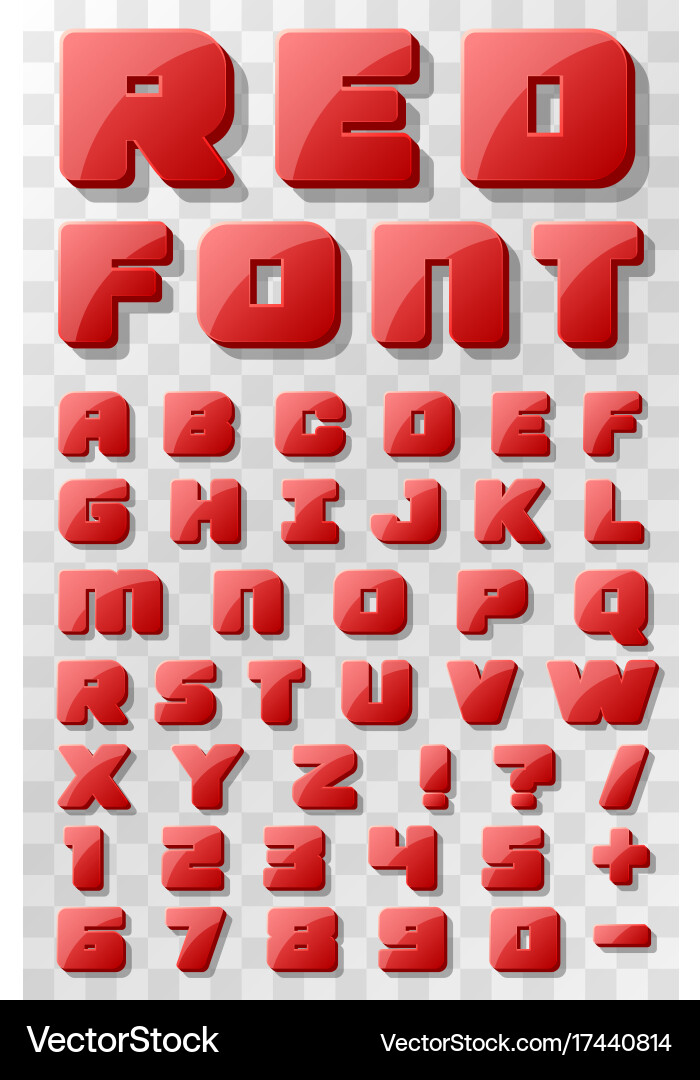 Red 3D Font on Transparent Background vector image