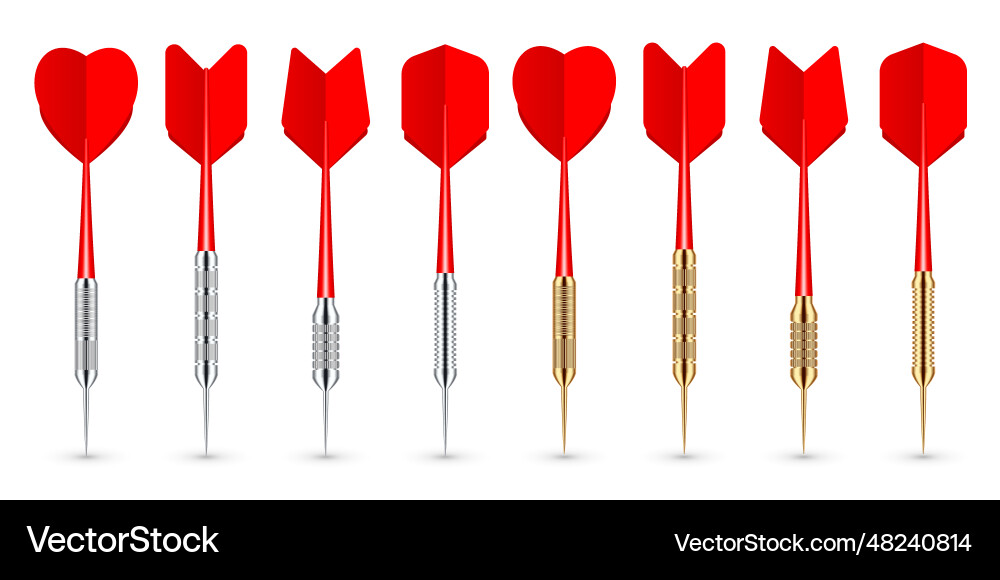 Red dart arrows with metal tip and shadow Red dart arrows with metal tip and shadow vector image