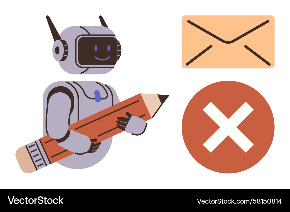 Robot Error & Messaging Vector Image