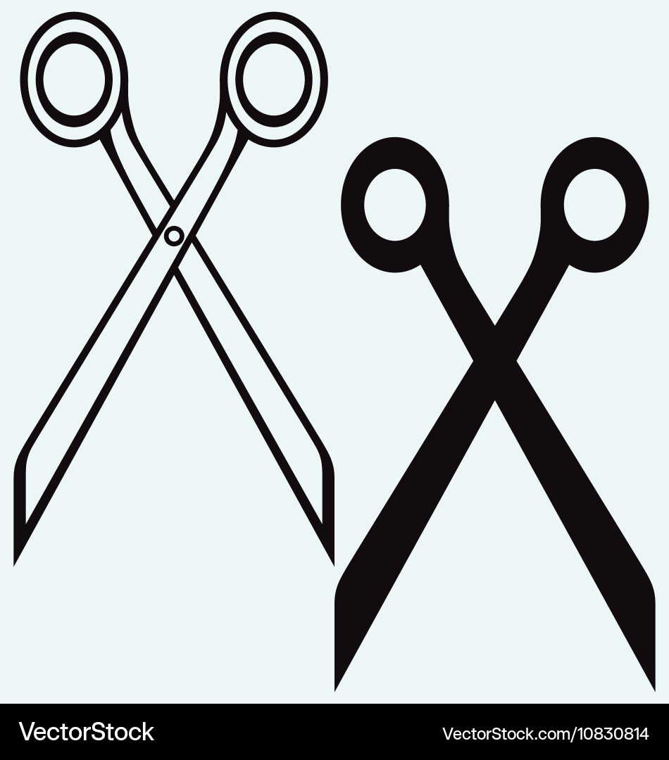 Scissors with cut lines vector image