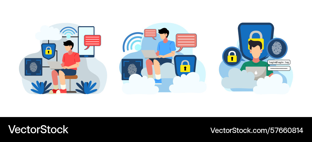 Secure cloud login with fingerprint and password vector image