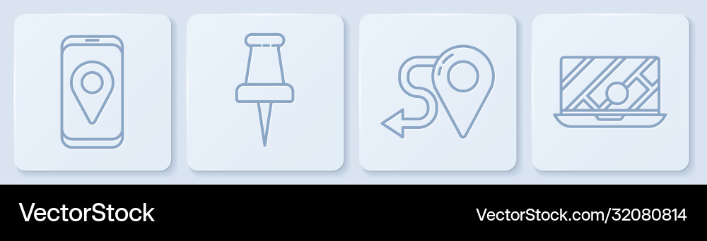 Set line city map navigation route location push Set line city map navigation route location push Vector Image