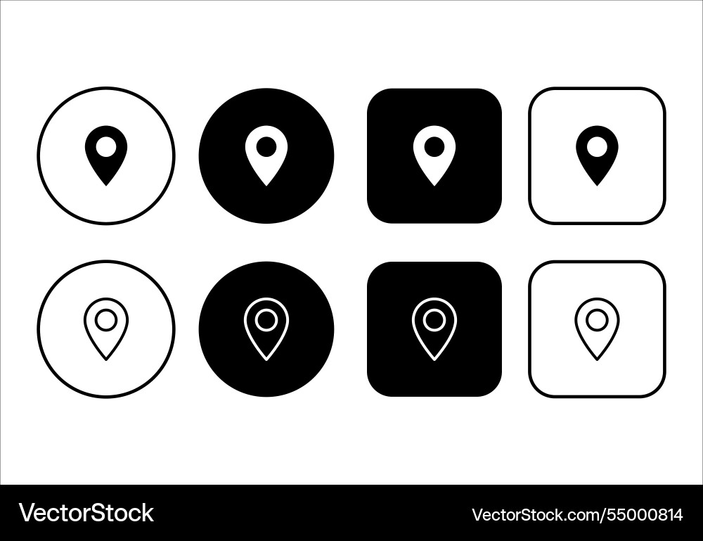 Set of location icons buttons pin icon Set of location icons buttons pin icon vector image