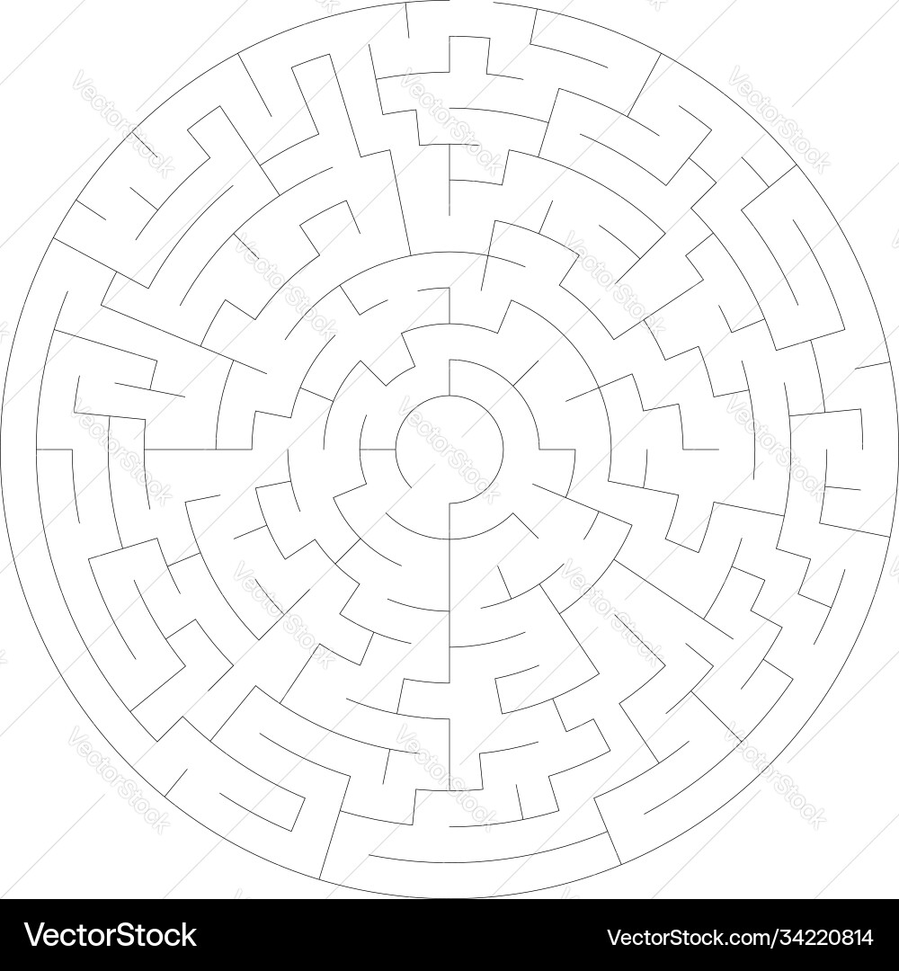 Solvable circle circular maze labyrinth puzzle Vector Image