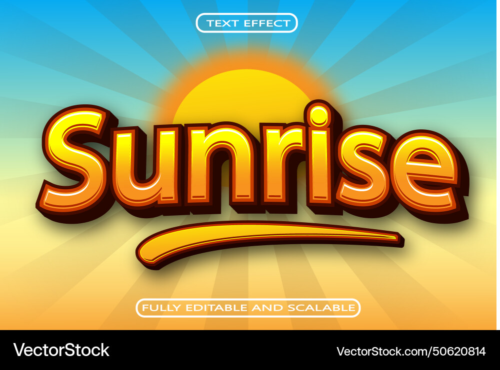 Sunrise editable text effect 3 dimension emboss Sunrise editable text effect 3 dimension emboss vector image