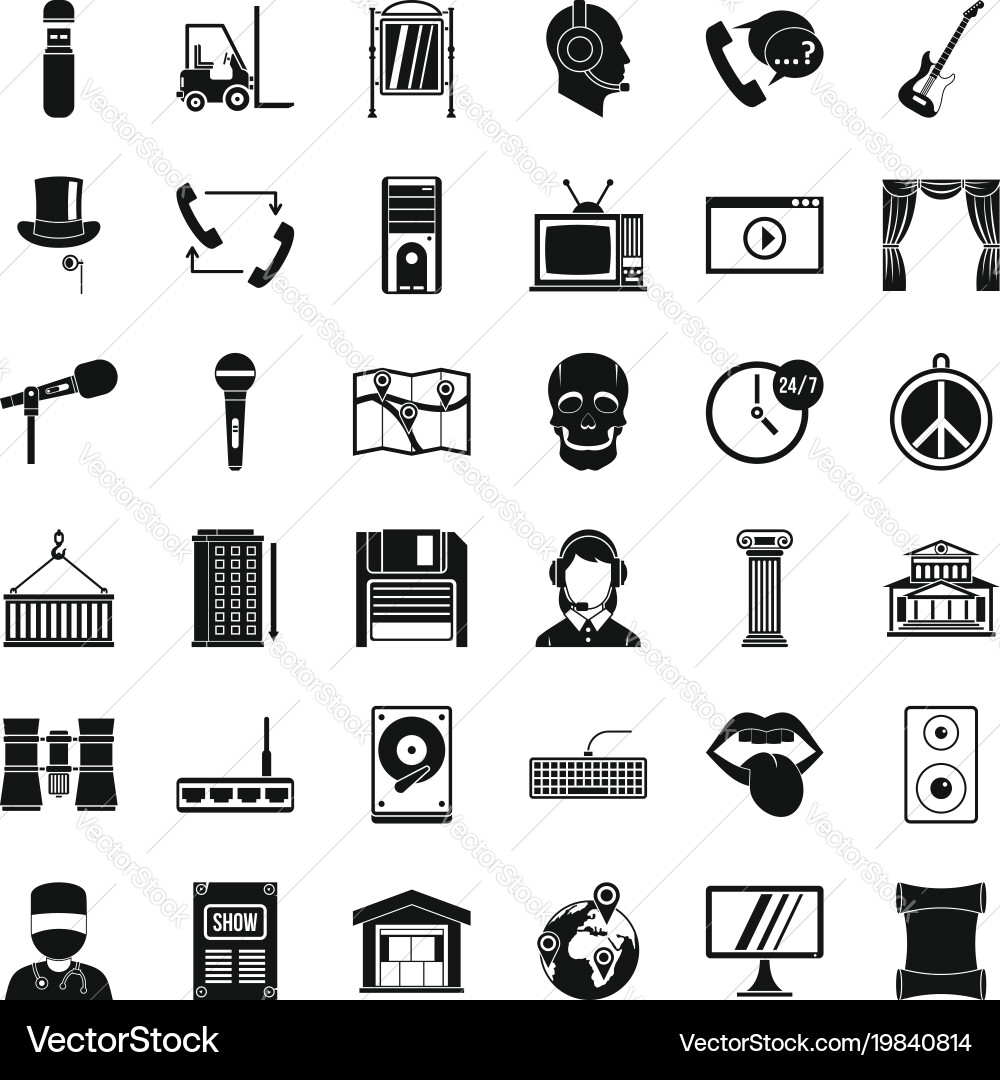 Tech widget icons set simple style Vector Image