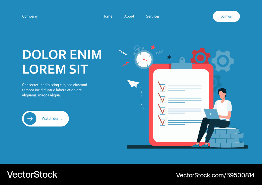 Tiny man checking to do list via laptop Tiny man checking to do list via laptop Vector Image