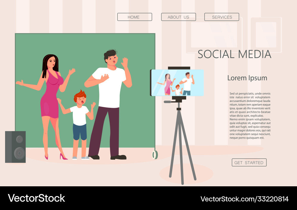 Webpage template vlogging Vector Image