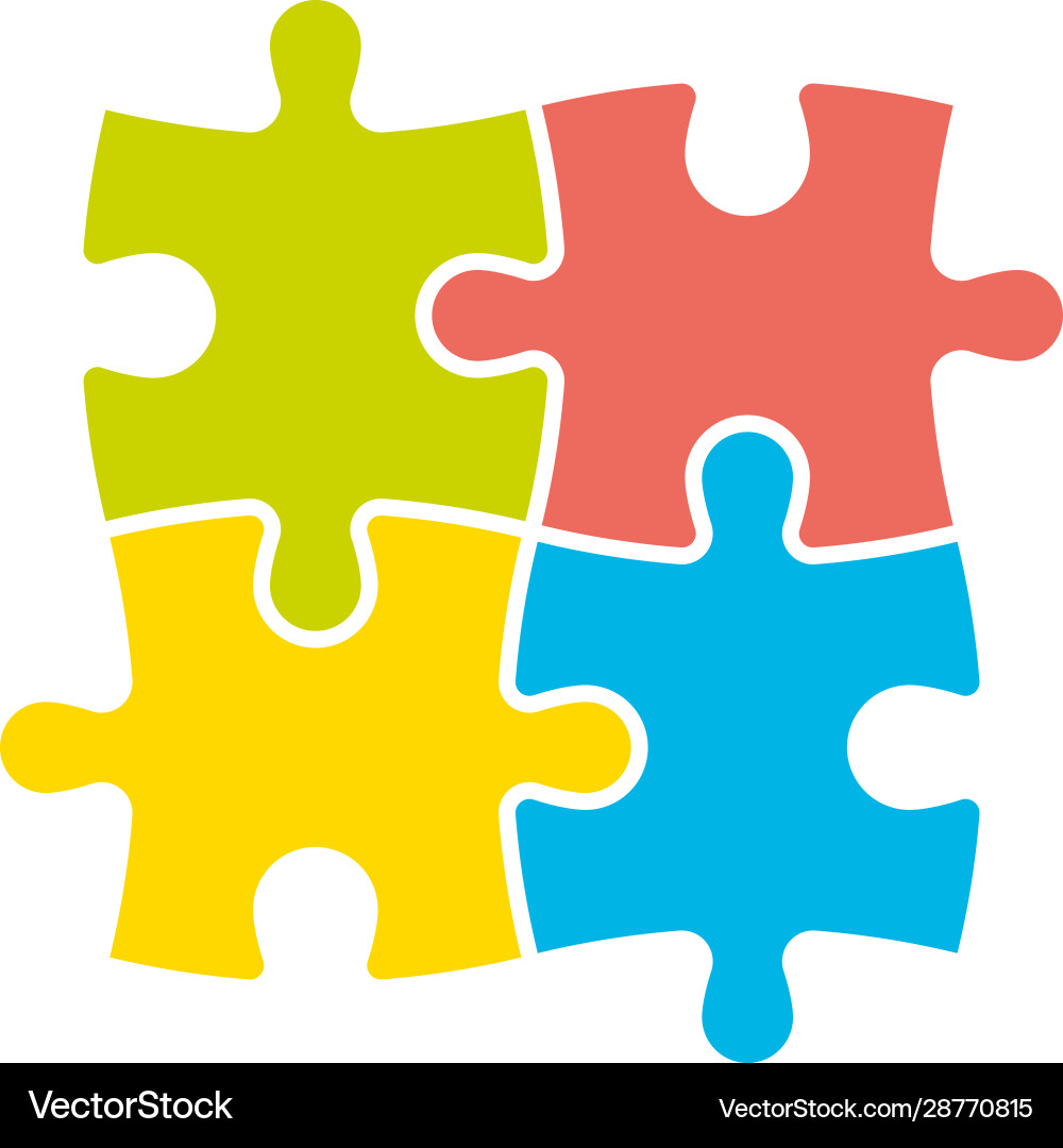 4 colorful jigsaw puzzle pieces team cooperation 4 colorful jigsaw puzzle pieces team cooperation vector image