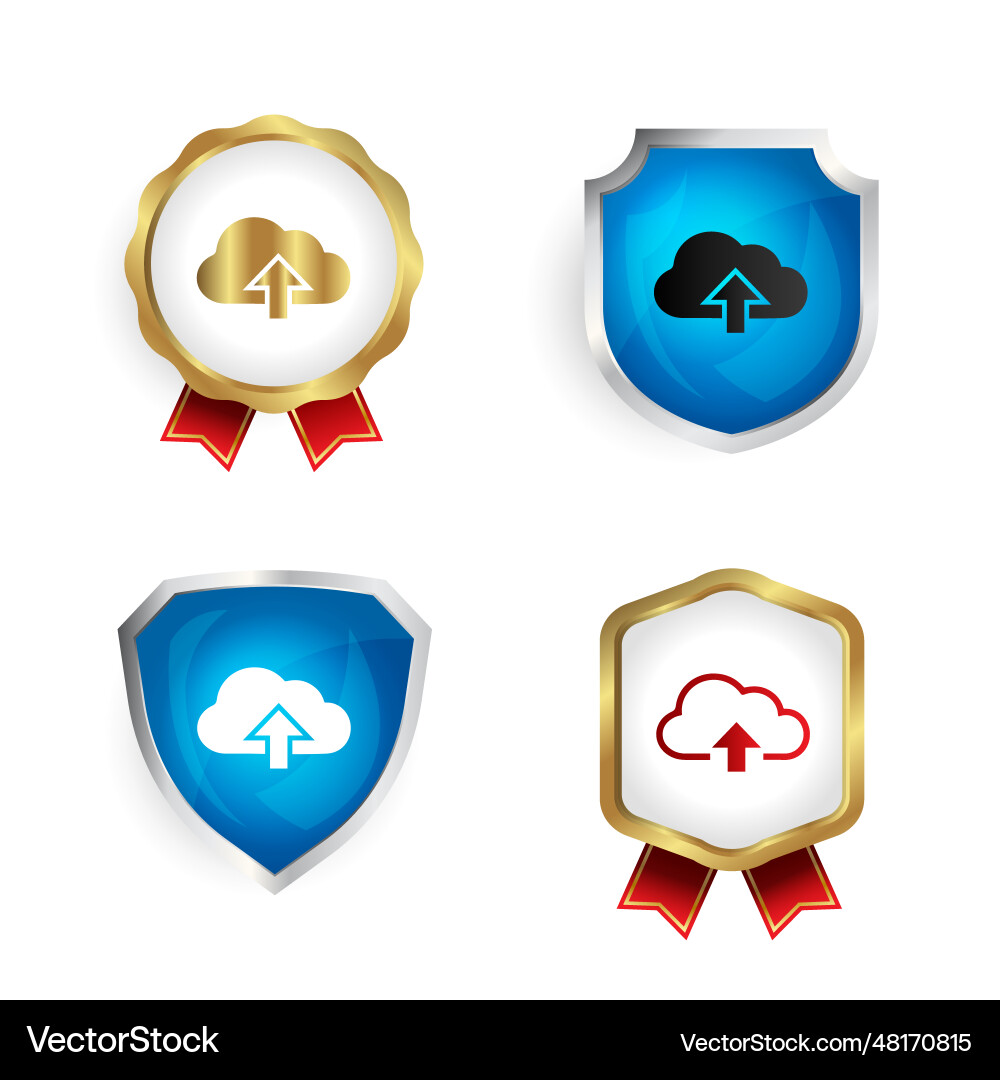 Abstract cloud data upload badge and label Abstract cloud data upload badge and label vector image