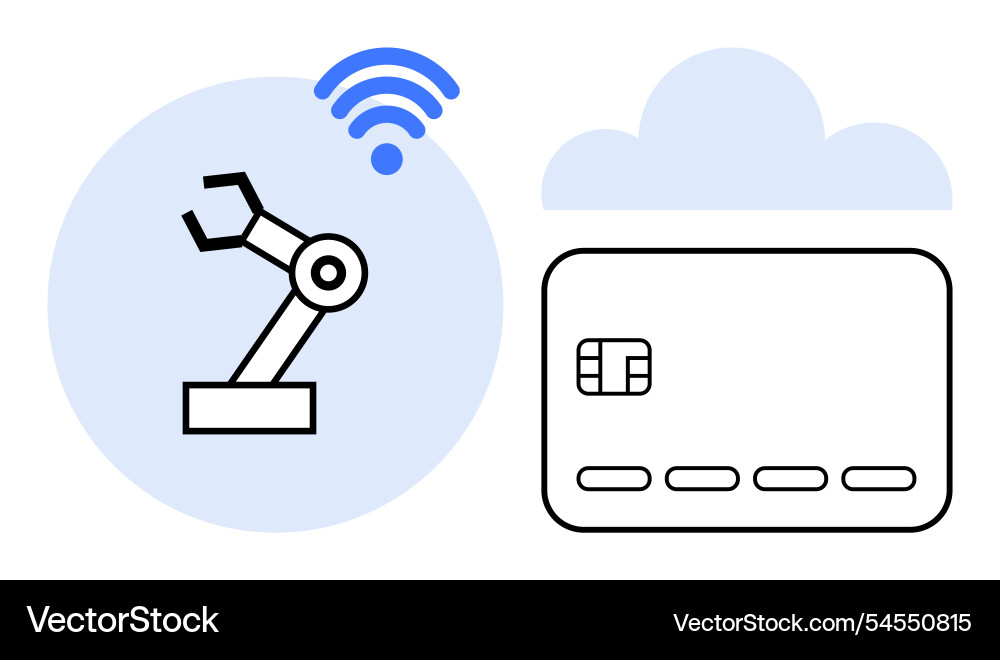 Automated robotic arm connecting wirelessly Automated robotic arm connecting wirelessly vector image