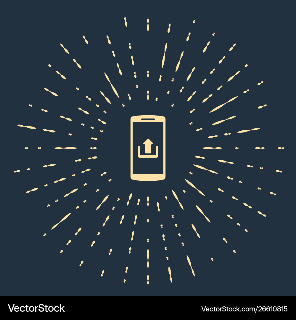 Beige smartphone with upload icon isolated on dark Beige smartphone with upload icon isolated on dark vector image