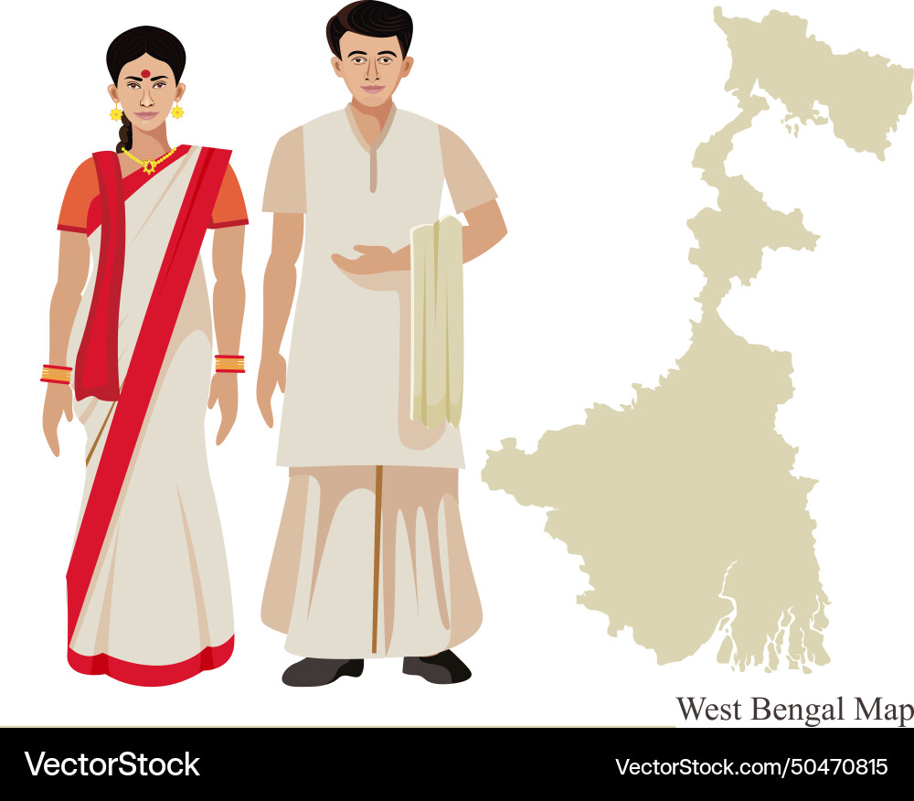 Bengali couple in traditional dress with west Bengali couple in traditional dress with west vector image