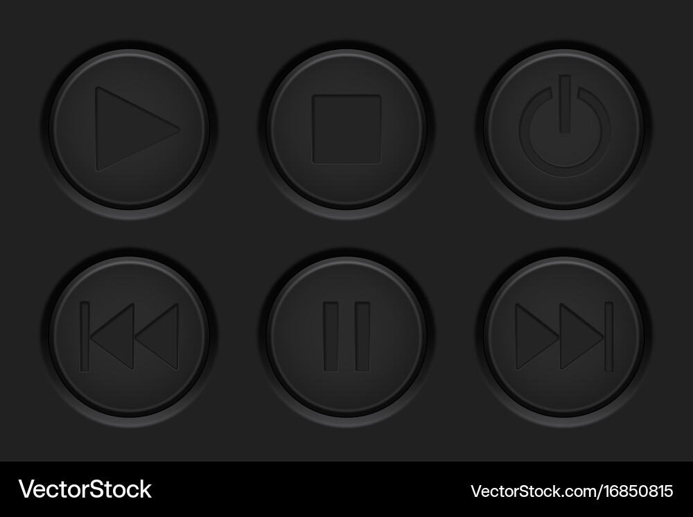 Black Media Player Buttons Vector Image