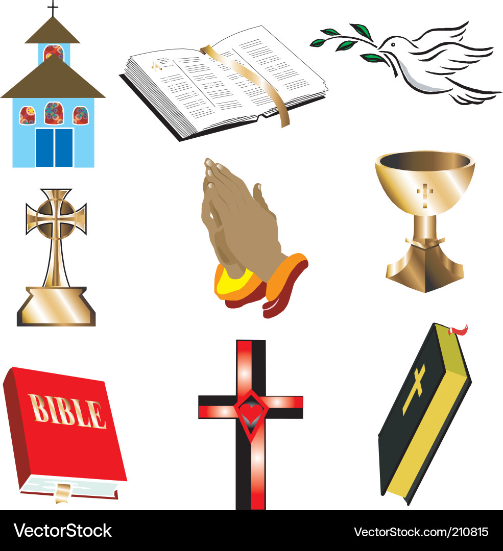 Christian Church Icons Collection vector image
