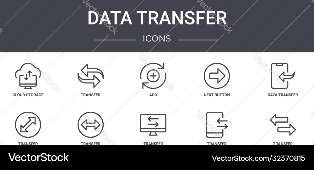 Data transfer concept line icons set contains Data transfer concept line icons set contains vector image