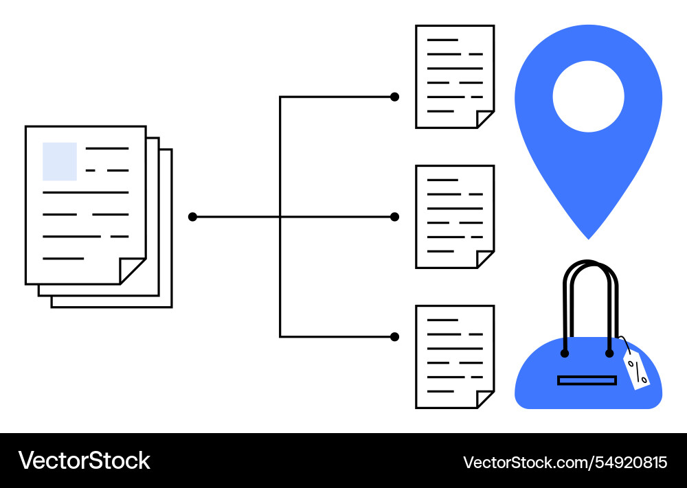 Document flow from centralized stack Document flow from centralized stack vector image