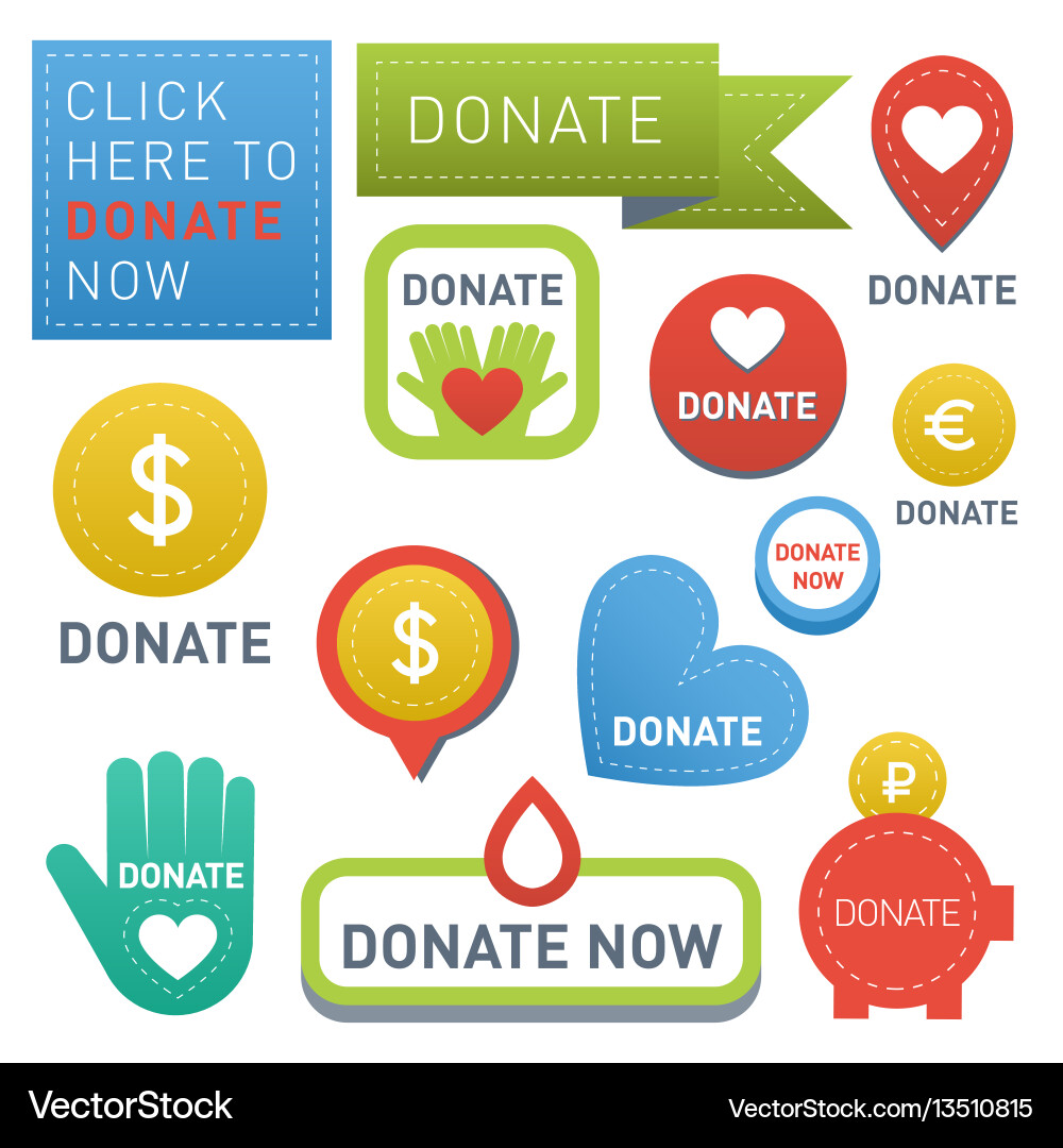 Donate buttons set help icon Vector Image