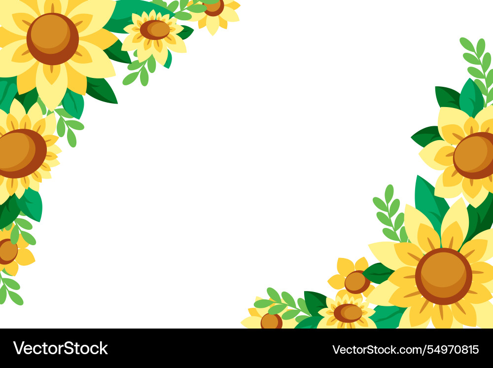 Flat design sunflower border with empty space Vector Image
