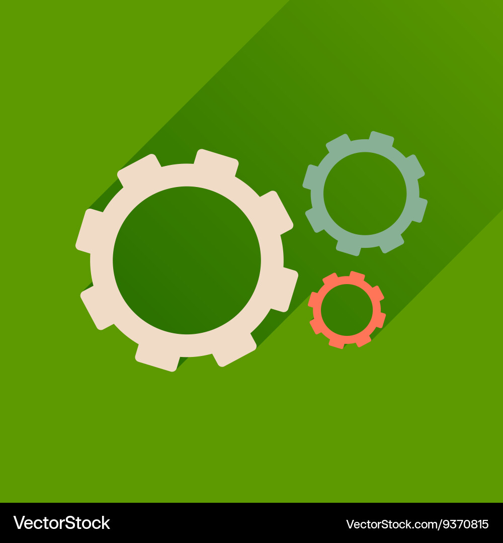 Flat icon with long shadow gears cogs Vector Image