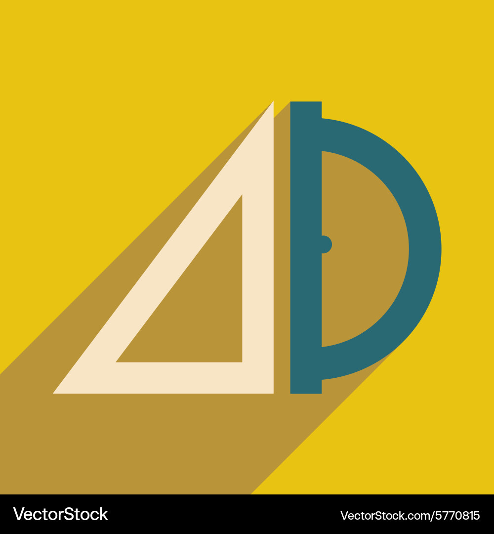 Flat with shadow icon and mobile application ruler vector image
