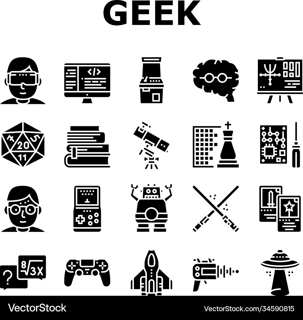 Geek nerd and gamer collection icons set Geek nerd and gamer collection icons set vector image