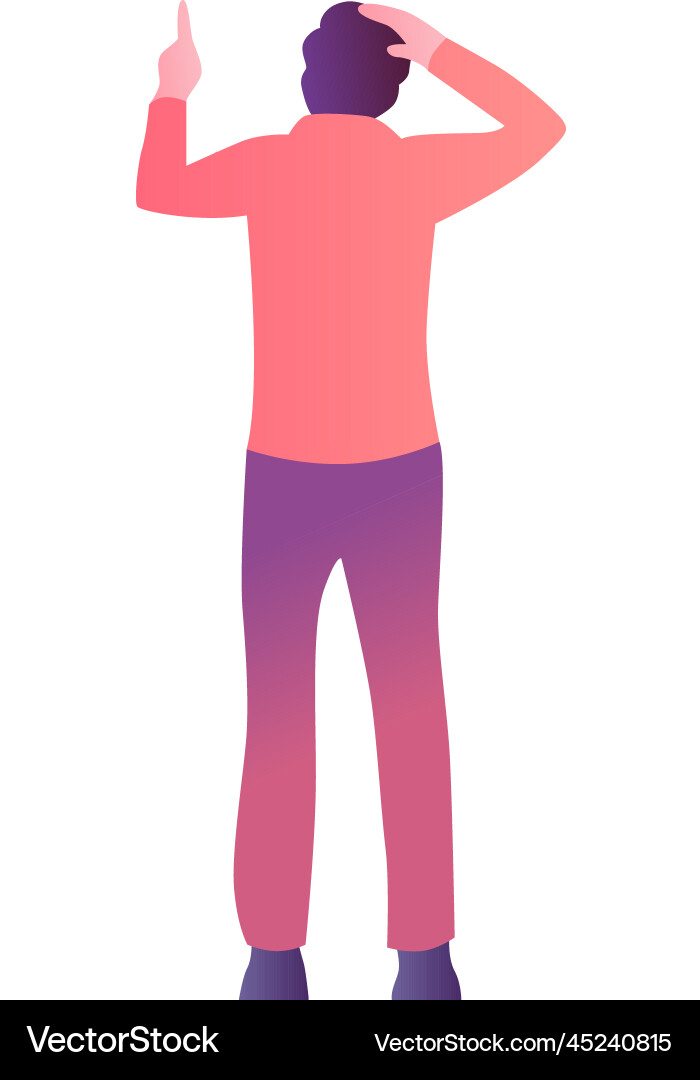 Man pointing up back view icon vector image