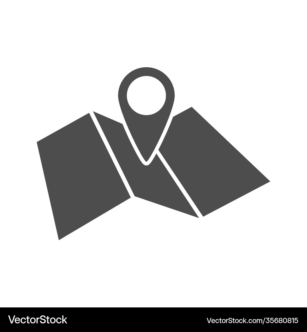 Map icon with a pointer to point in area Map icon with a pointer to point in area vector image