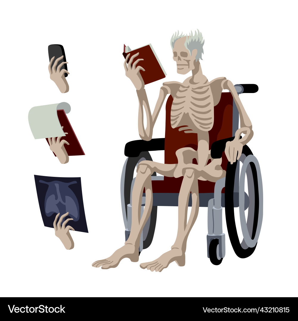 Retired Skeleton Reader Vector Image