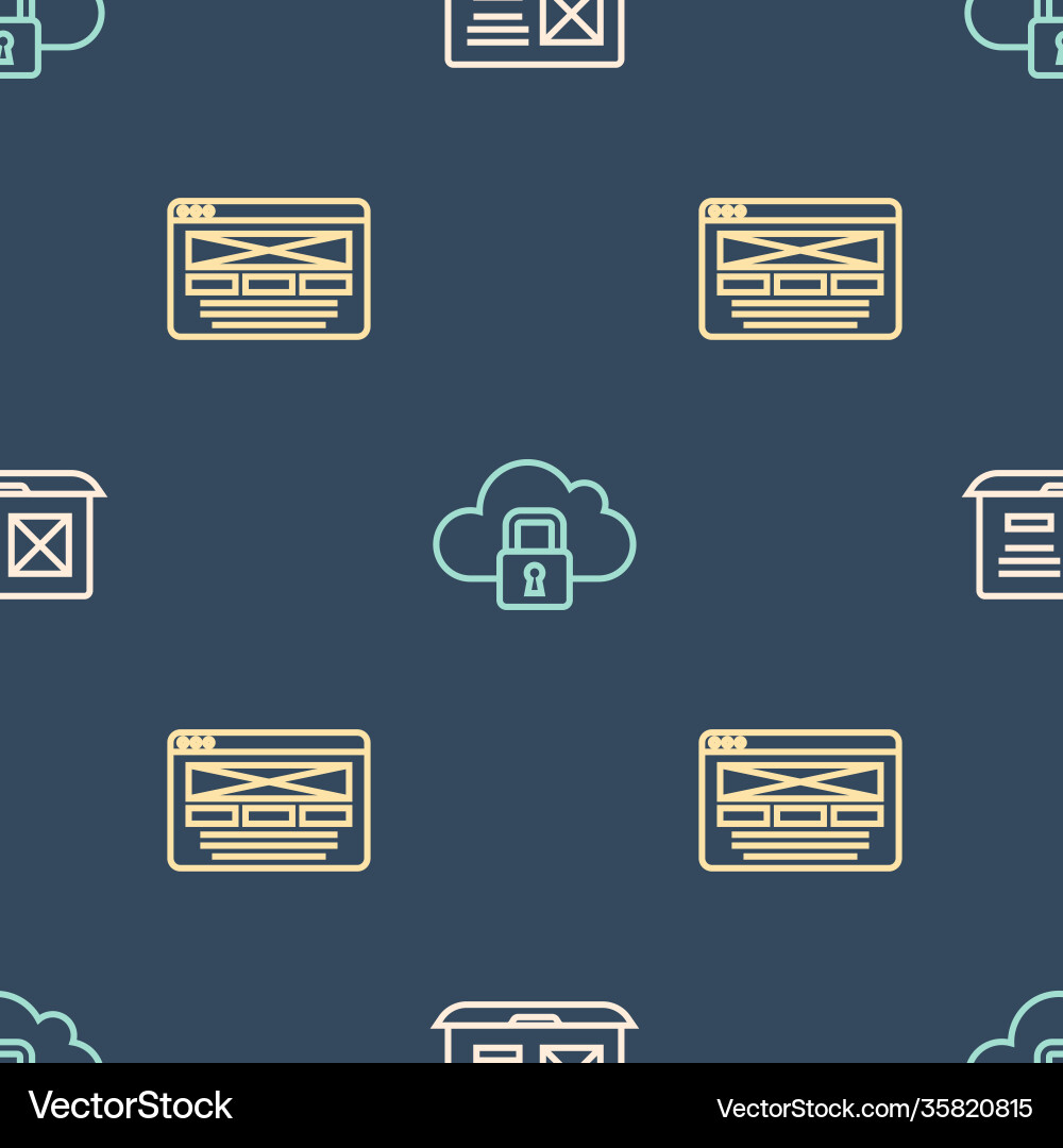Set line ui or ux design and cloud computing lock Set line ui or ux design and cloud computing lock vector image