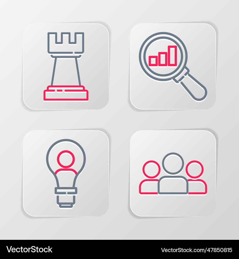 Set line users group head with lamp bulb Set line users group head with lamp bulb vector image