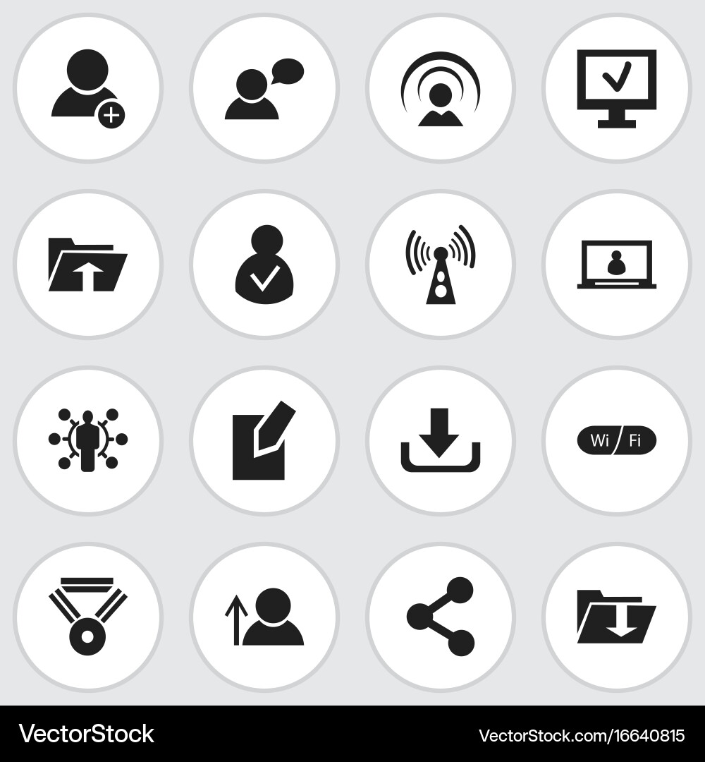 Set of 16 editable web icons includes symbols vector image