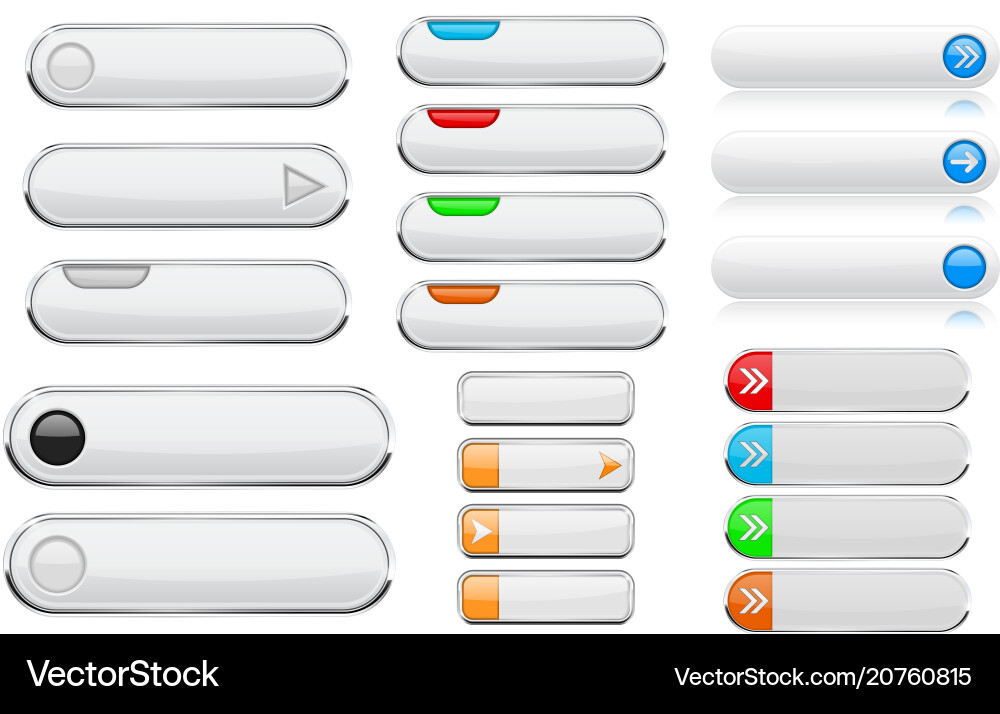 Shiny White Menu Buttons - 3D Icons vector image