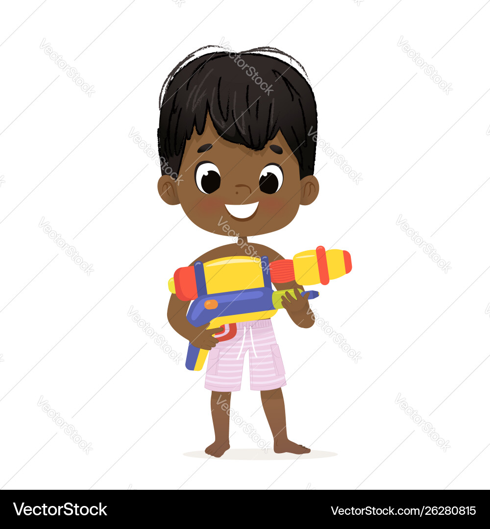 Smiling cute african-american baby boy with a toy Smiling cute african-american baby boy with a toy vector image
