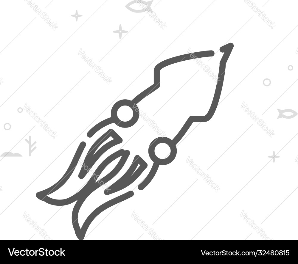 Squid cephalopod line Symbol pictograph sign Squid cephalopod line Symbol pictograph sign vektorbild